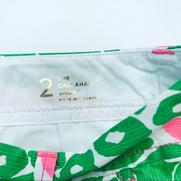 SOLD Lilly Pulitzer Green Pink Callahan Shorts 2 - Picture 4 of 8